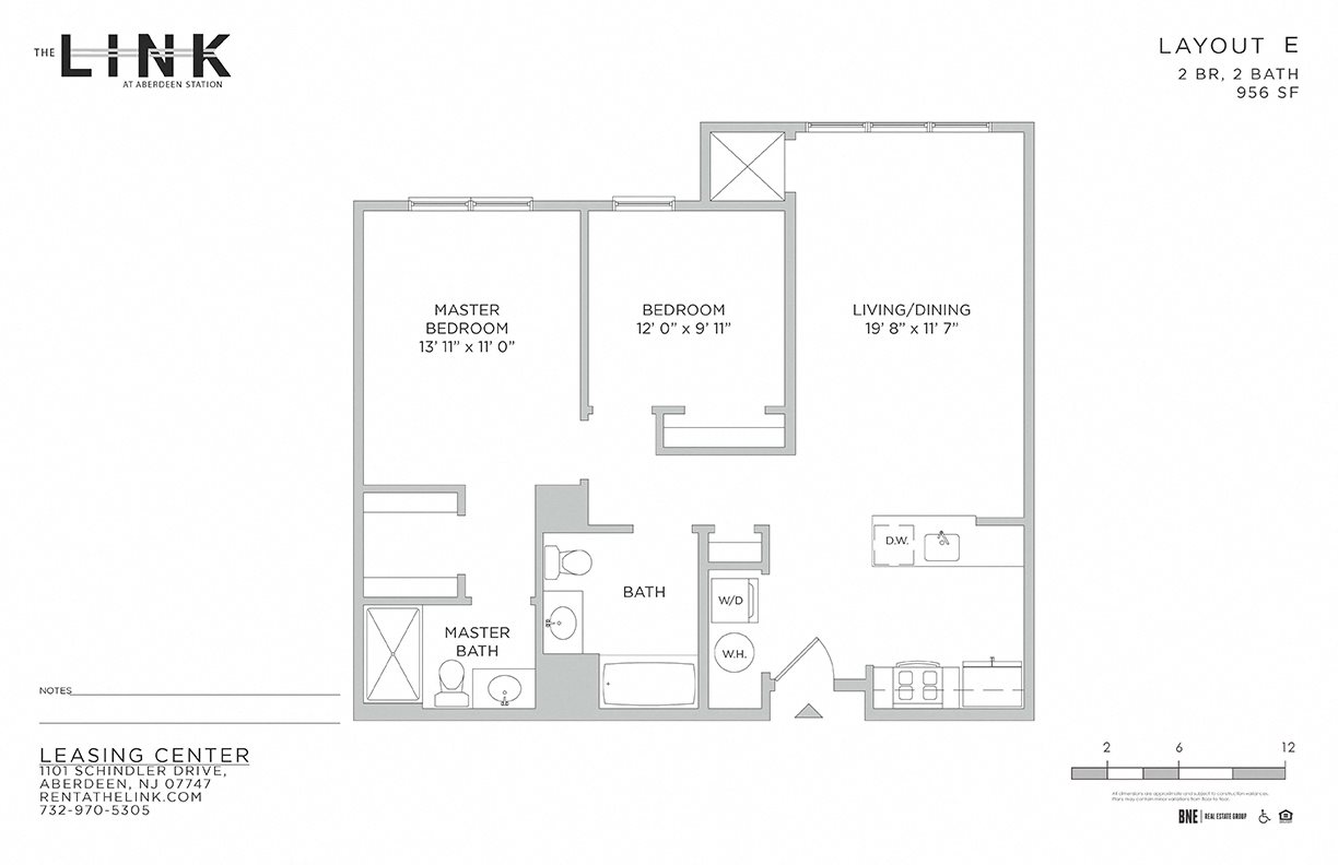 the link at aberdeen station, mixed use building, luxury rentals, aberdeen matawan train station, floor plan, 2 bedroom