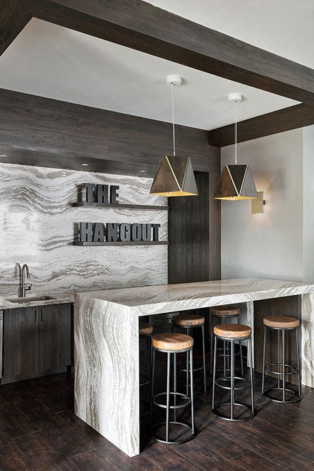 Eat-In Table With High Chairs In Clubhouse at The Link at Aberdeen Station, New Jersey