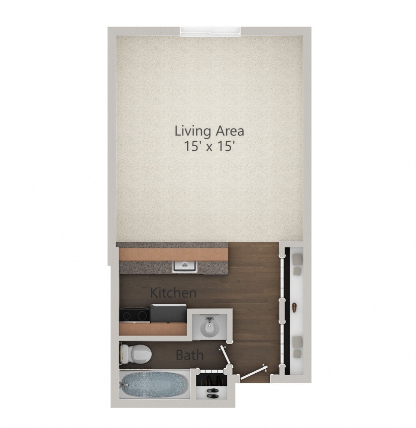 Studio Floor Plan at Park 44, St. Louis, MO