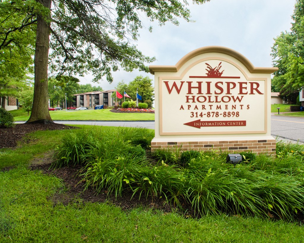Welcoming Property Signage at Whisper Hollow Apartments, Maryland Heights, MO, 63043