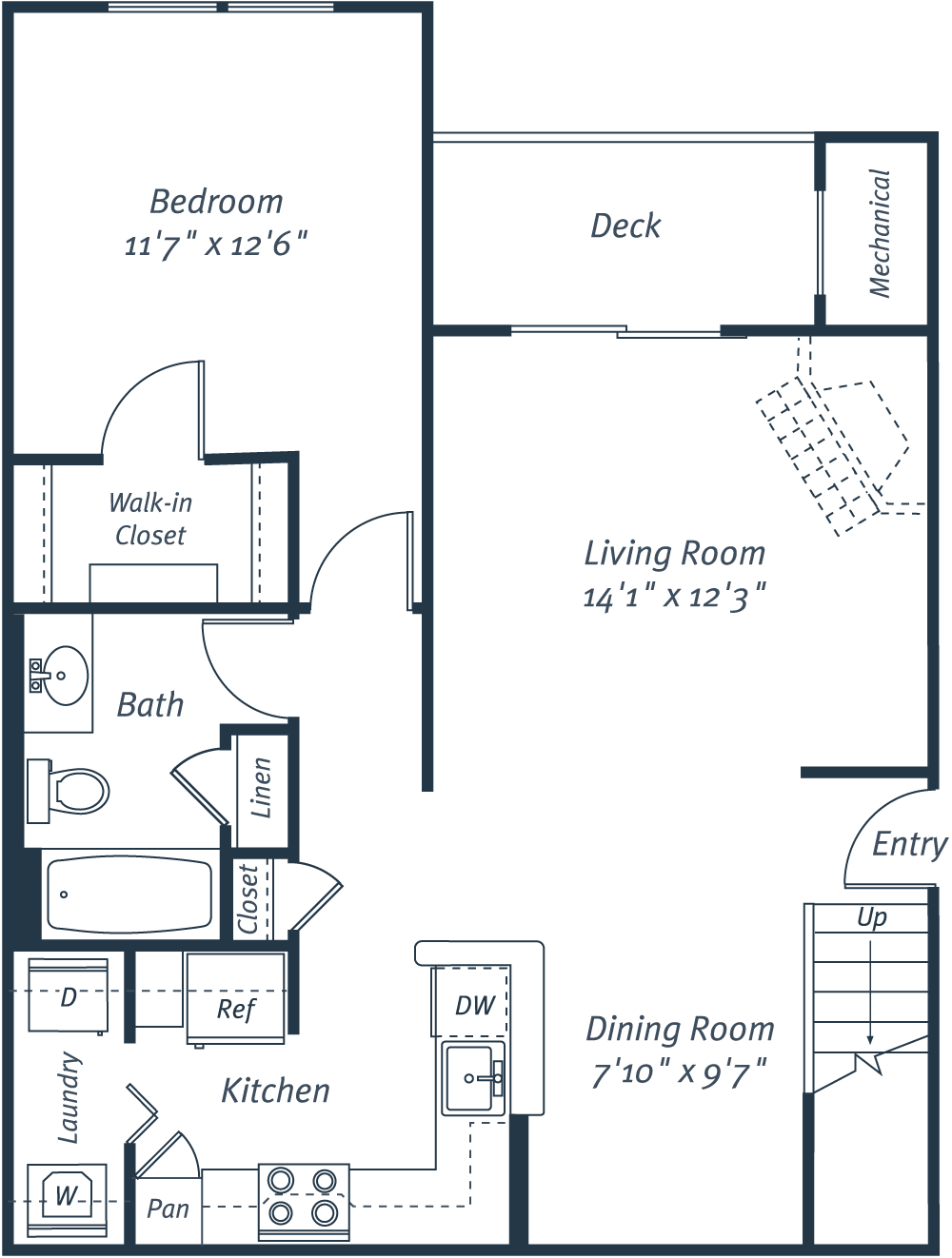 1 Bed - 1 Bath, 816 sq ft, Ewing