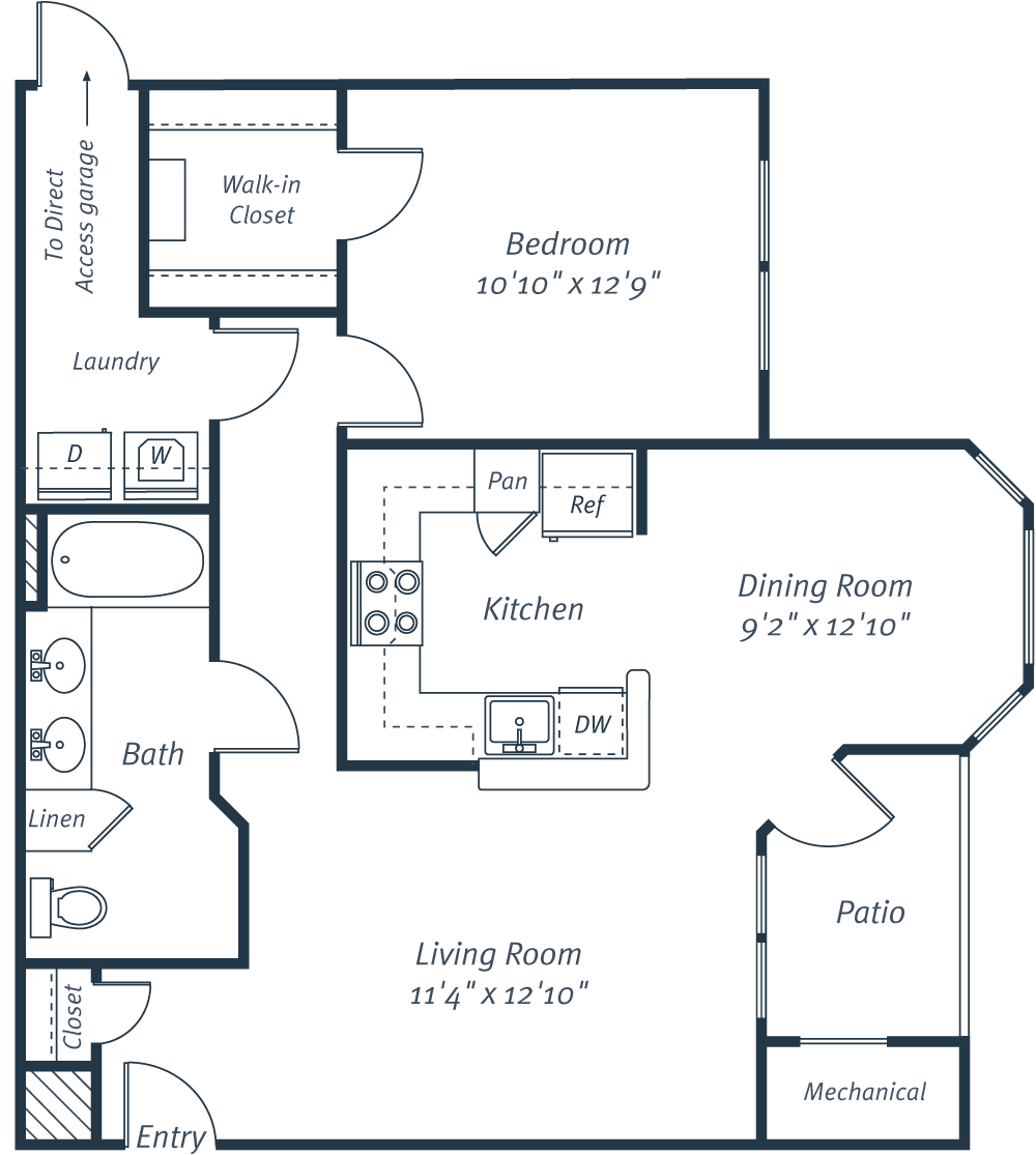 1 Bed - 1 Bath, 841 sq ft, Hamilton with Garage