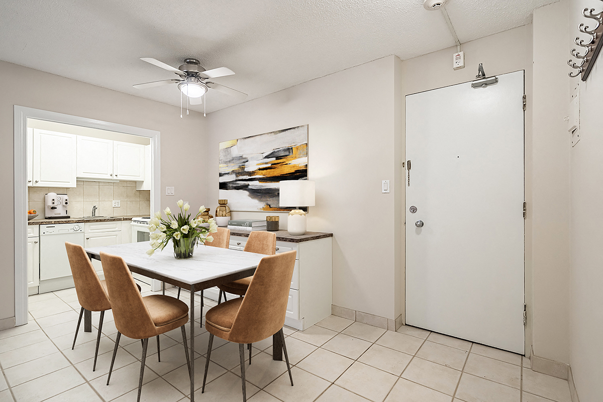 dining room with a dining table.