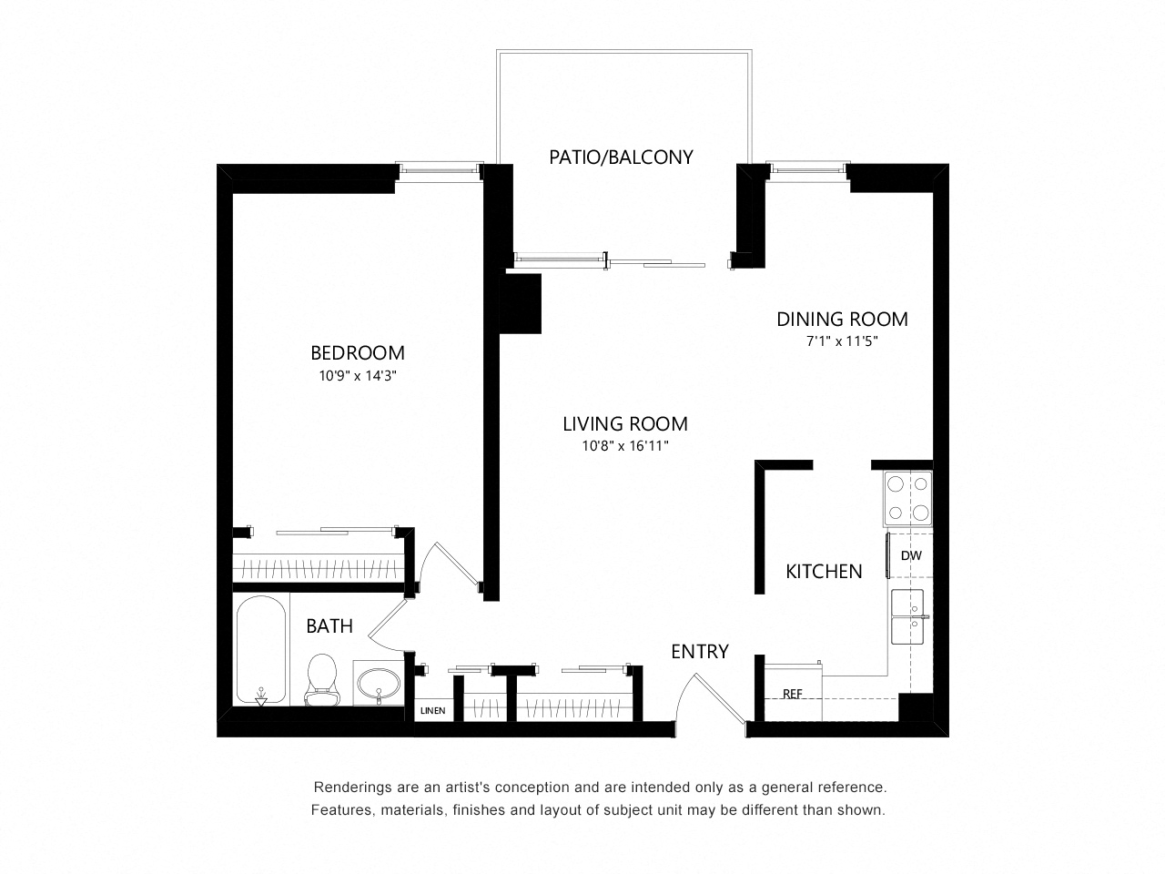 1 Bed 1 Bath