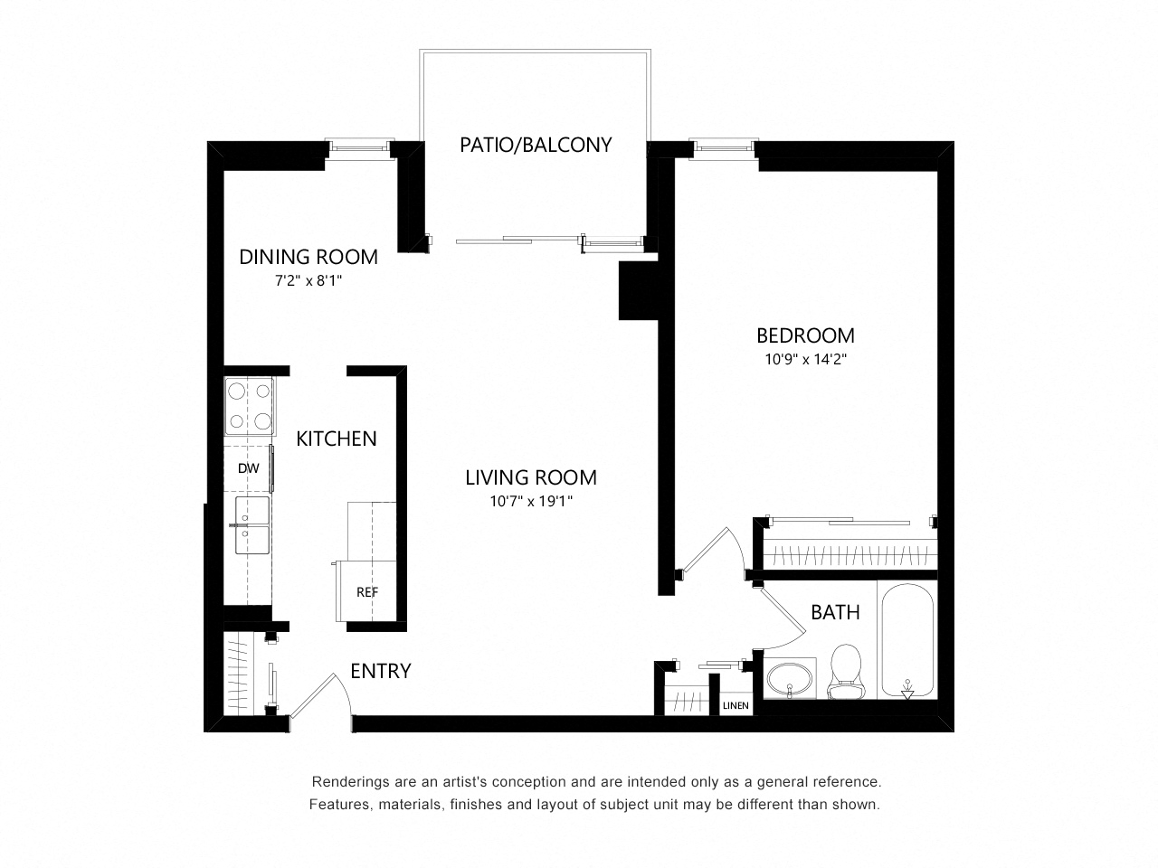 1 Bed 1 Bath