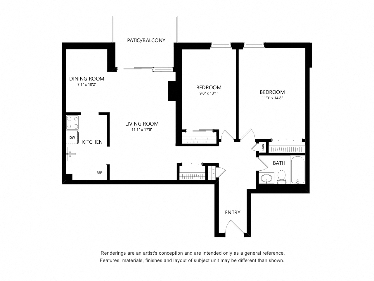 2 Bed 1 Bath