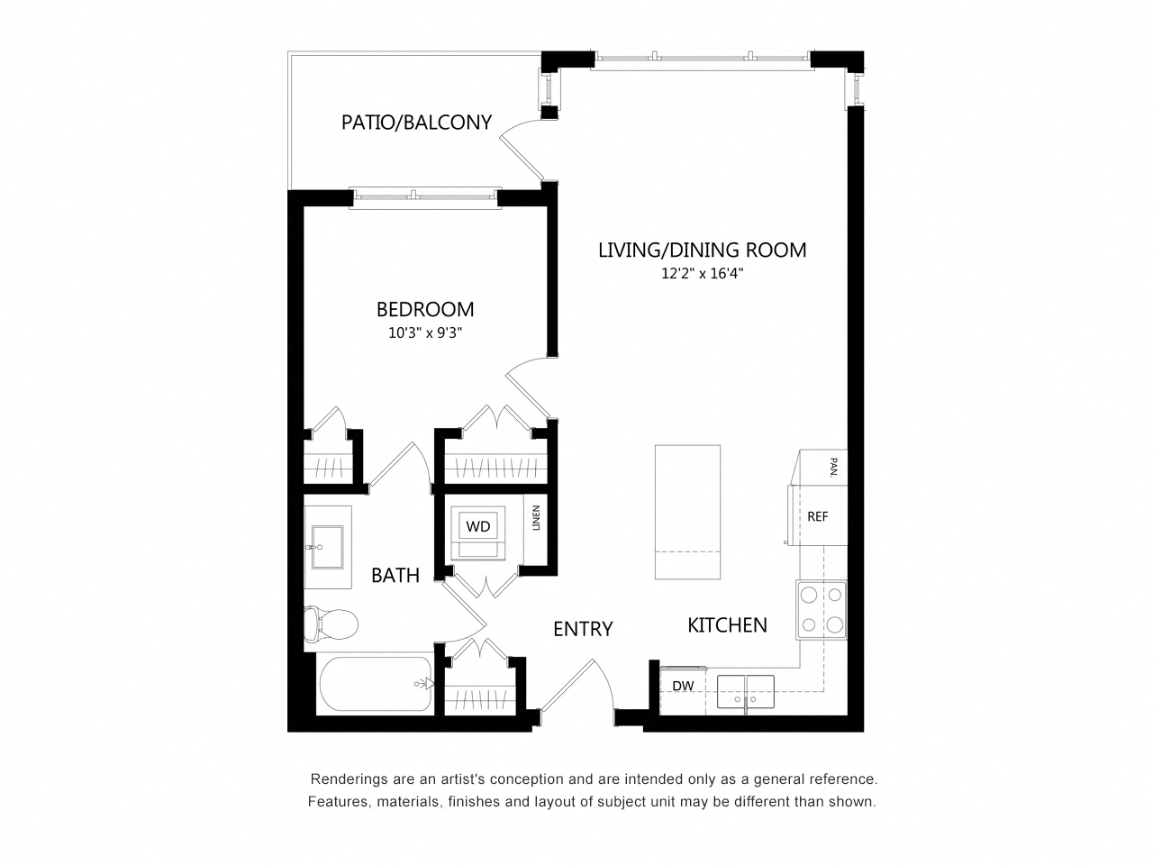 1 Bed 1 Bath