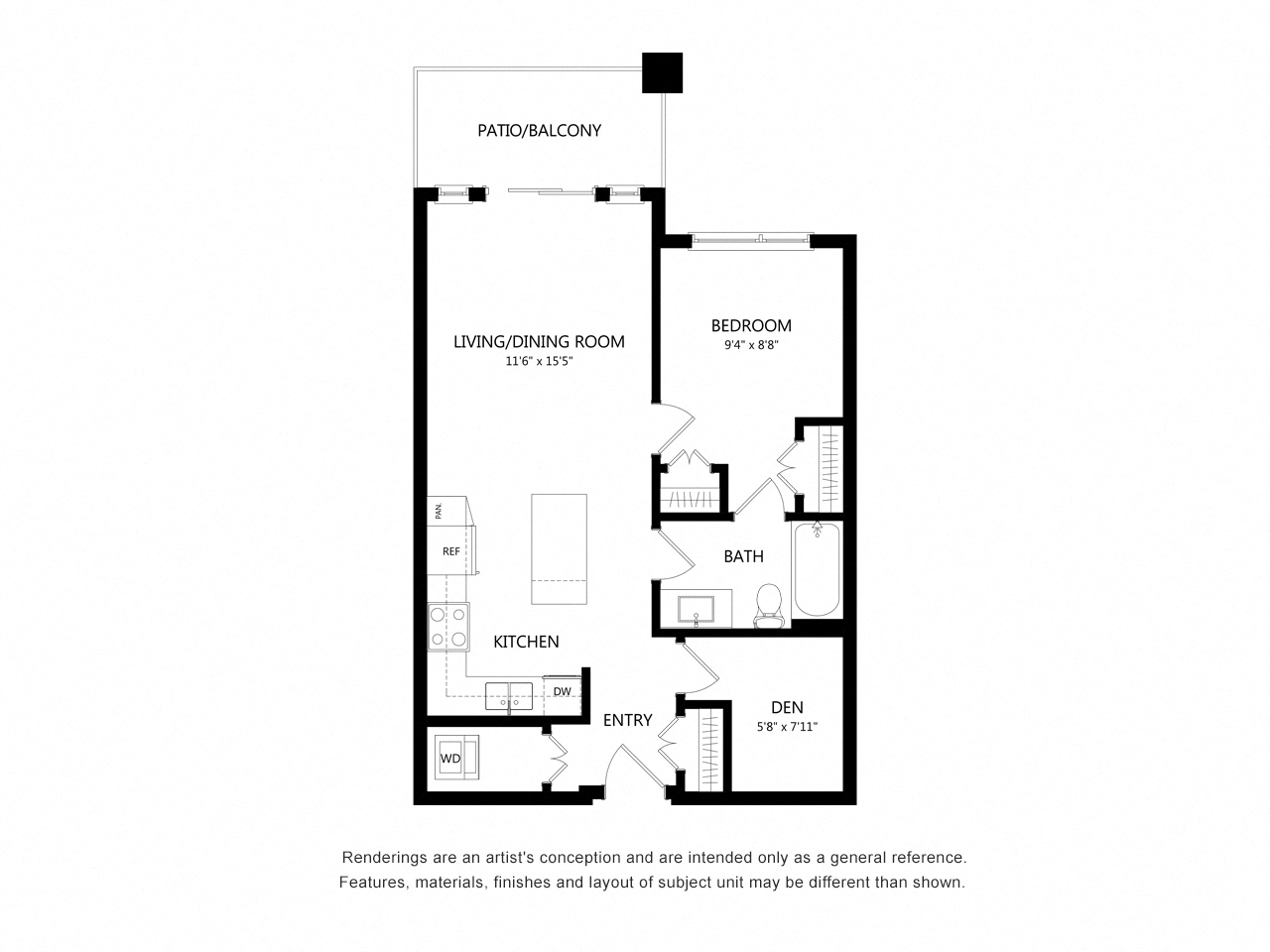 1 Bed 1 Bath