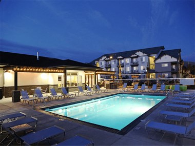 Night View Of Pool at Corso Apartments, Missoula, MT, 59801 - Photo Gallery 3