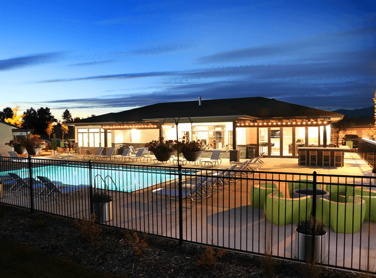 Community Clubhouse With Swimming Pool at Corso Apartments, Missoula, MT