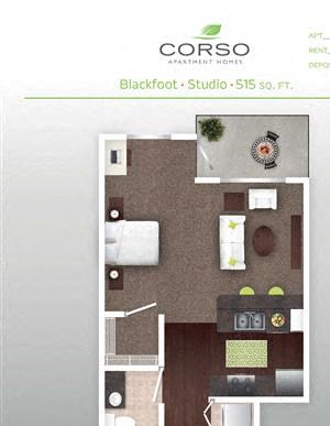 Blackfoot * Studio * 515 SQ FT at Corso Apartments, Montana