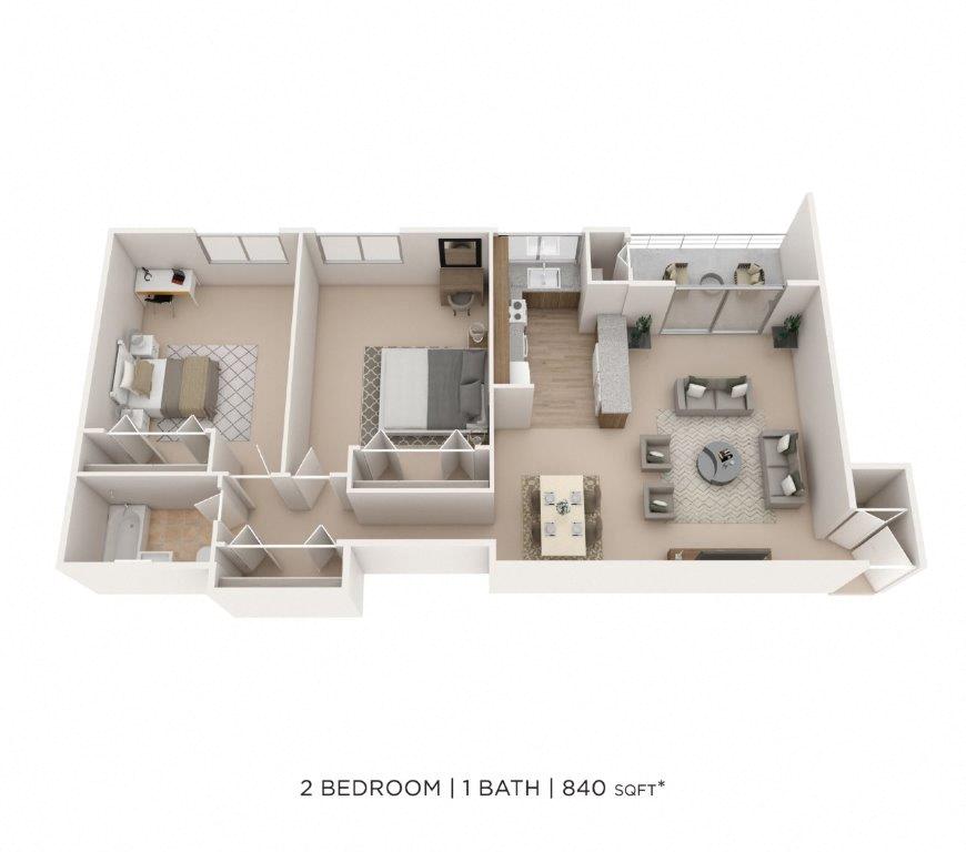 Two Bedroom - 840 sqft