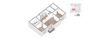 2 Bed + 2 Bath Floor Plan at Lido Apartments - 1532 Brockton Ave, Los Angeles, California
