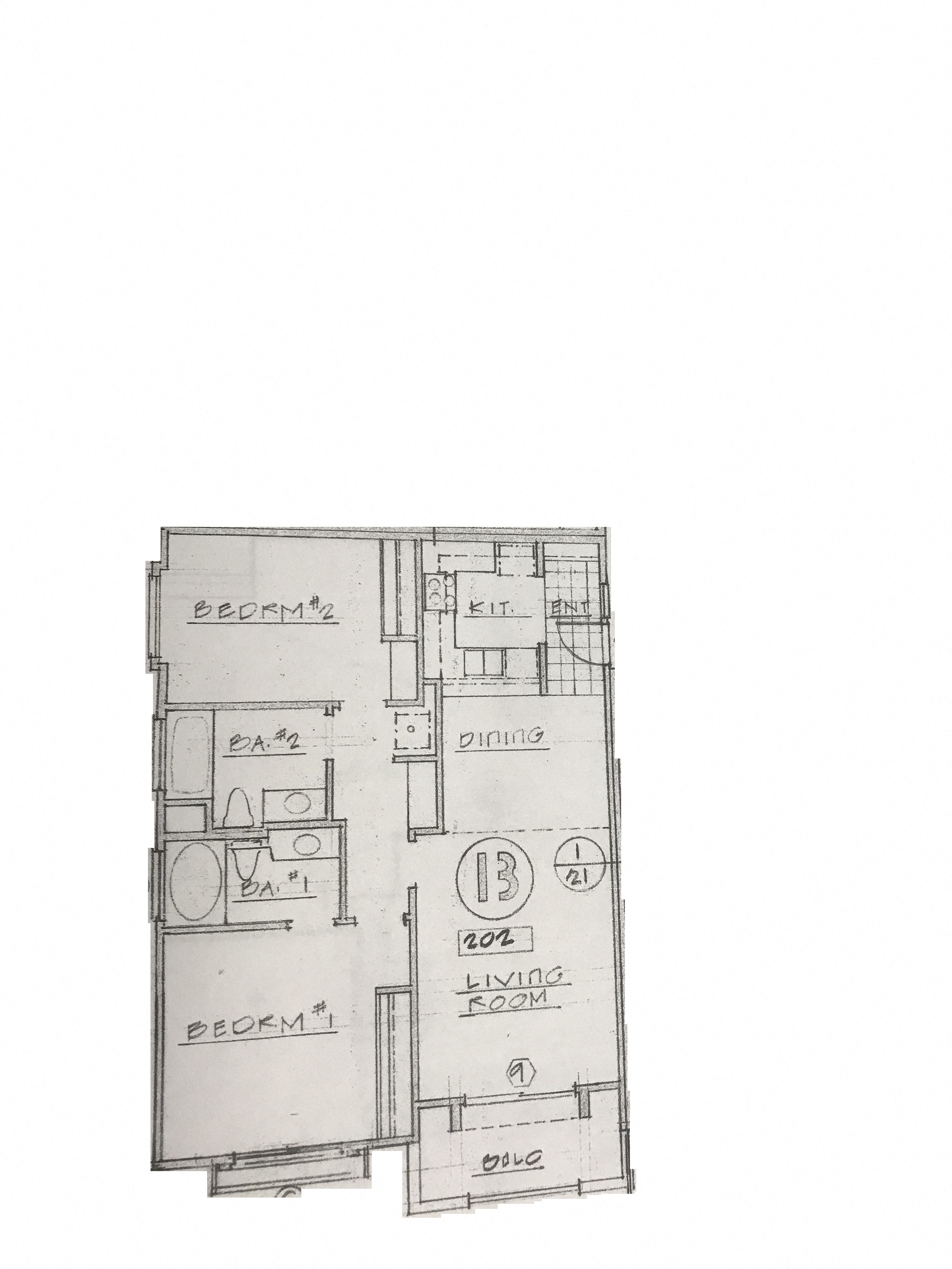 2 Bed 2 Bath Floor Plan at 3707 Motor Avenue, Los Angeles