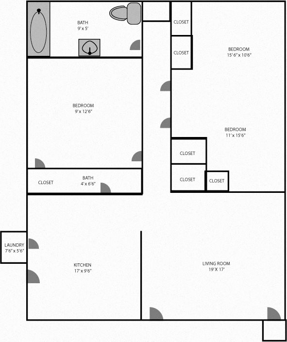 Very Large 3 Bed 2 Bath Floor Plan 5