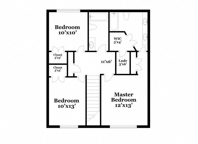 floor plan of a two story house with bedrooms and a master bedroom