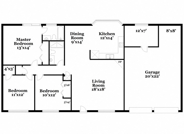 a floor plan of a house with a combination of bedrooms and a living room