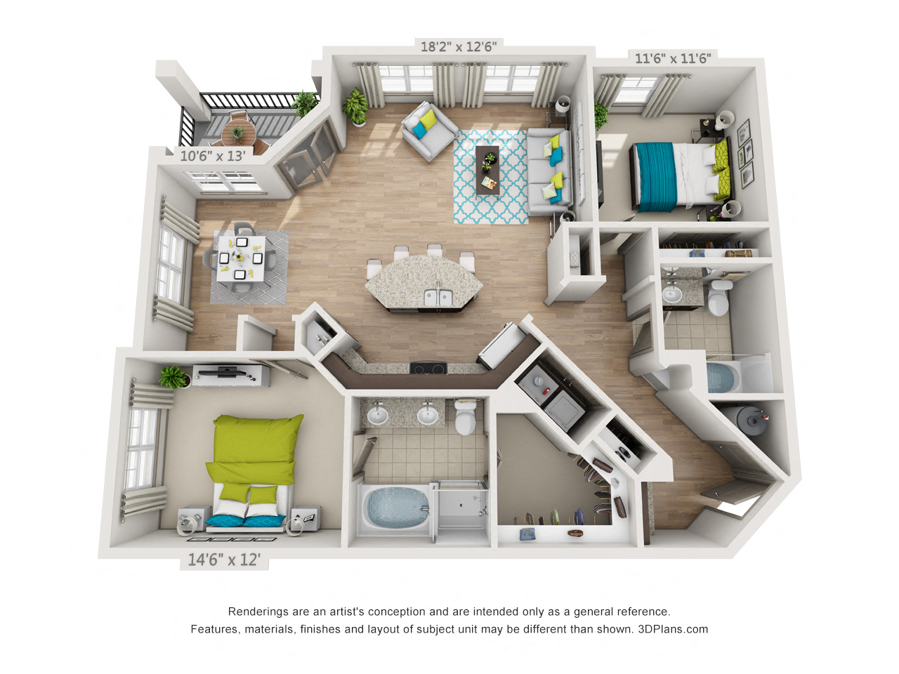 Hawthorne at the Glen Two Bedroom Floor Plan