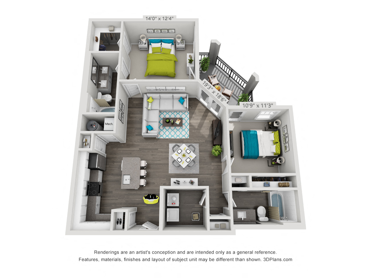 Hawthorne at the W Two Bedroom Floor Plan