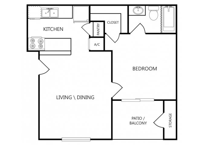 Arbors on Chimney Rock One Bedroom for rent 