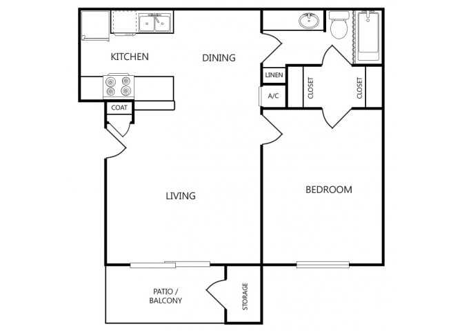 A2  one bedroom floor plan323 Chimney Rock Dr Tyler, TX 75703 