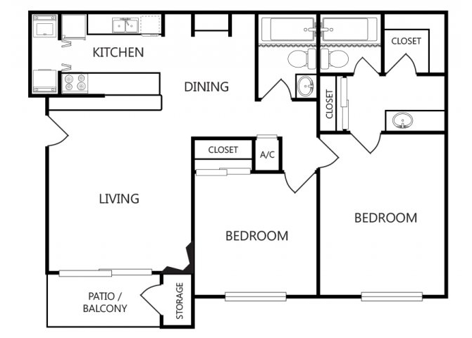 Two Bedroom Floor Plan Apartments for rent in Tyler Tx  