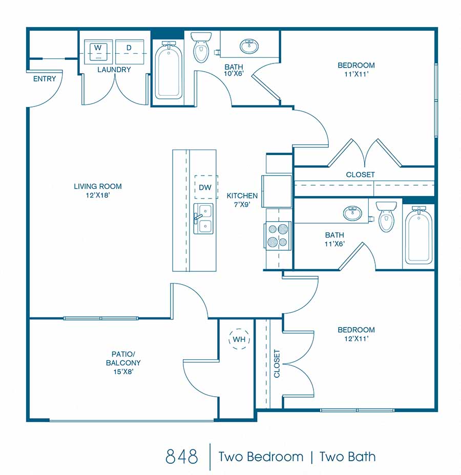 Two bedroom floor plan