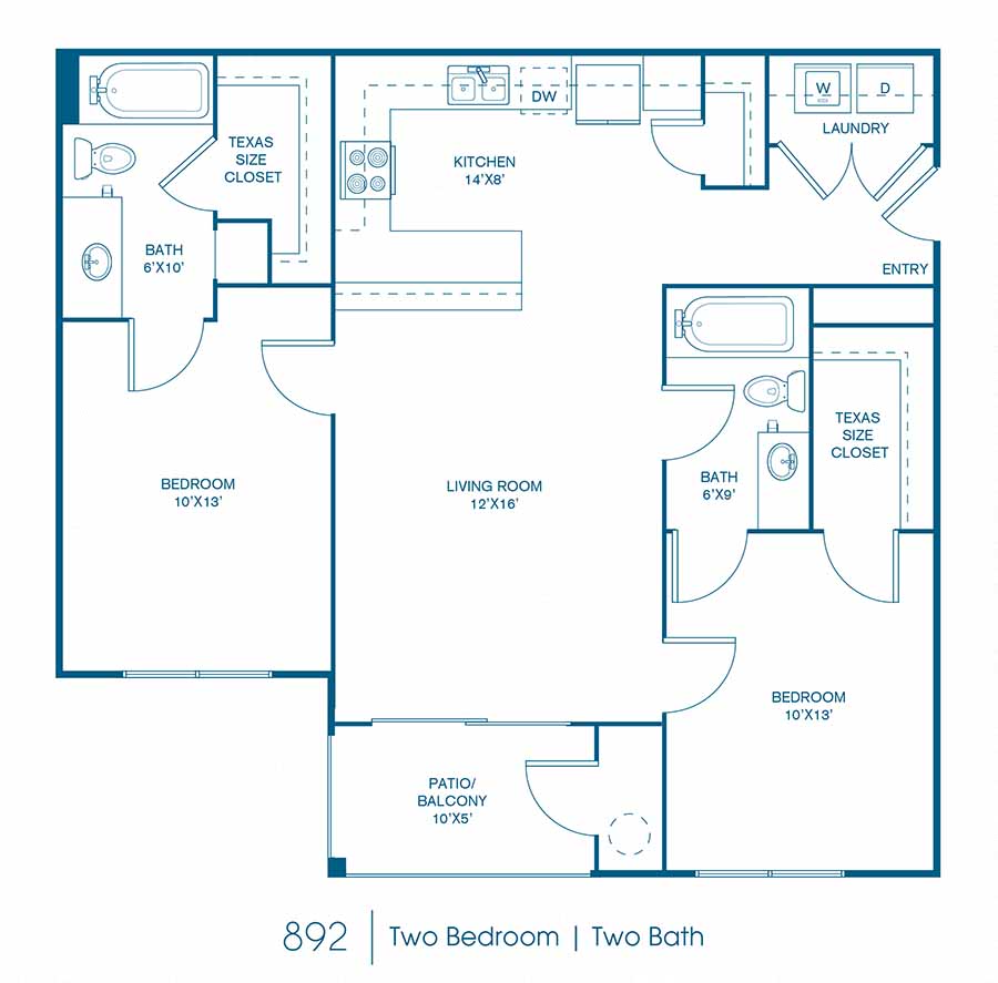 Two bedroom floor plan