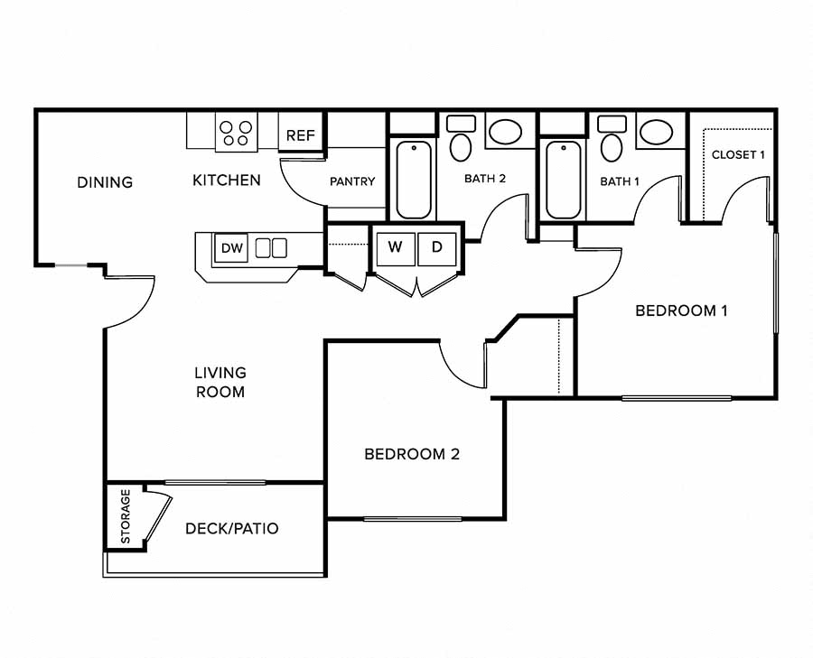 Two bedroom floor plan