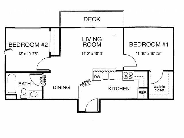 Citi Vista Senior Living | Large Two Bedrooms One Bathroom Floor Plan Large 2x1 Floor plans available at Citi Vista Senior Living | Reno, NV 89512