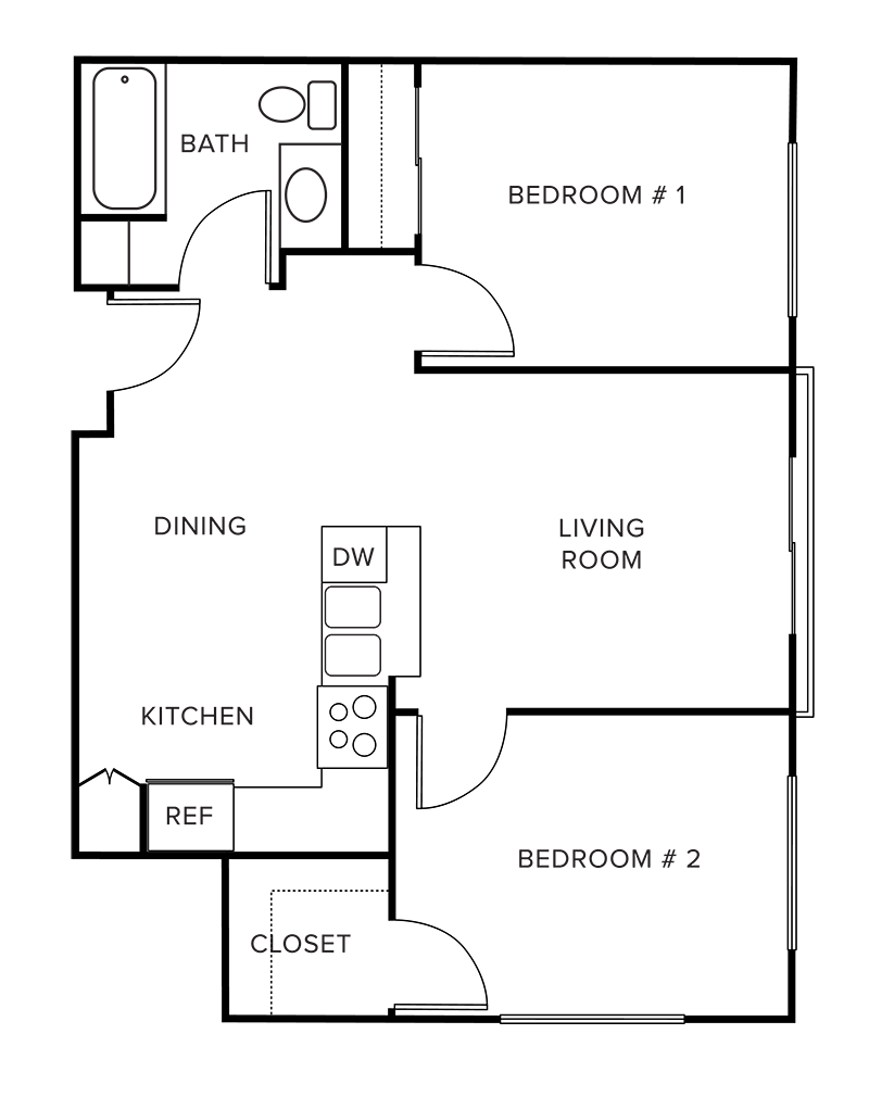 Two bedroom floor plan