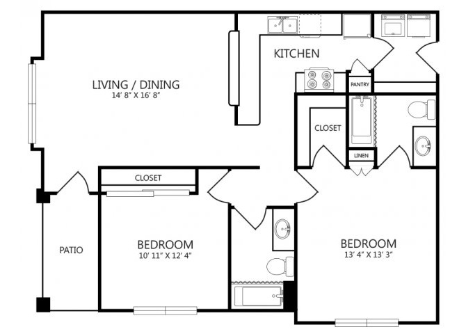 Two bedroom  floor plan apts for rent l Cotton Crossing l New Braunfels, TX
