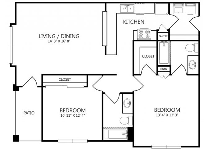Two bedroom floor plan apts for rent l Cotton Crossing l New Braunfels, TX