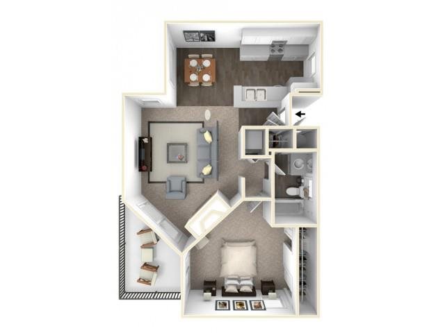 One bedroom floor plan in Rancho Cucamonga CA l Creekside Alta Loma