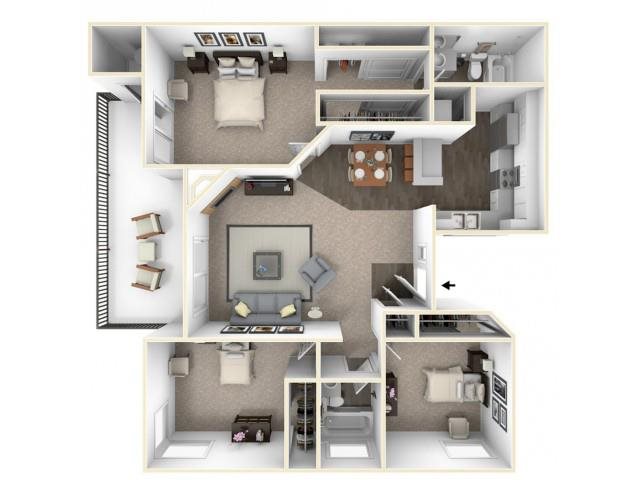 Two bedroom floor plan in Rancho Cucamonga CA l Creekside Alta Loma