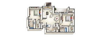 Two bedroom floorplan at Overlook at Murrayhill, Beaverton, OR 97007