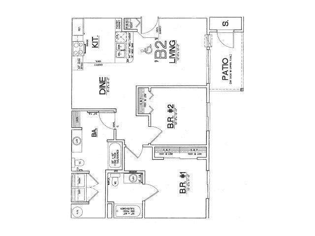 Falls Creek Apartments | Two Bedrooms Two Bathrooms Floor Plan 2x2 floor plans available at Falls Creek Apartments Couer D'Alene, ID 83815