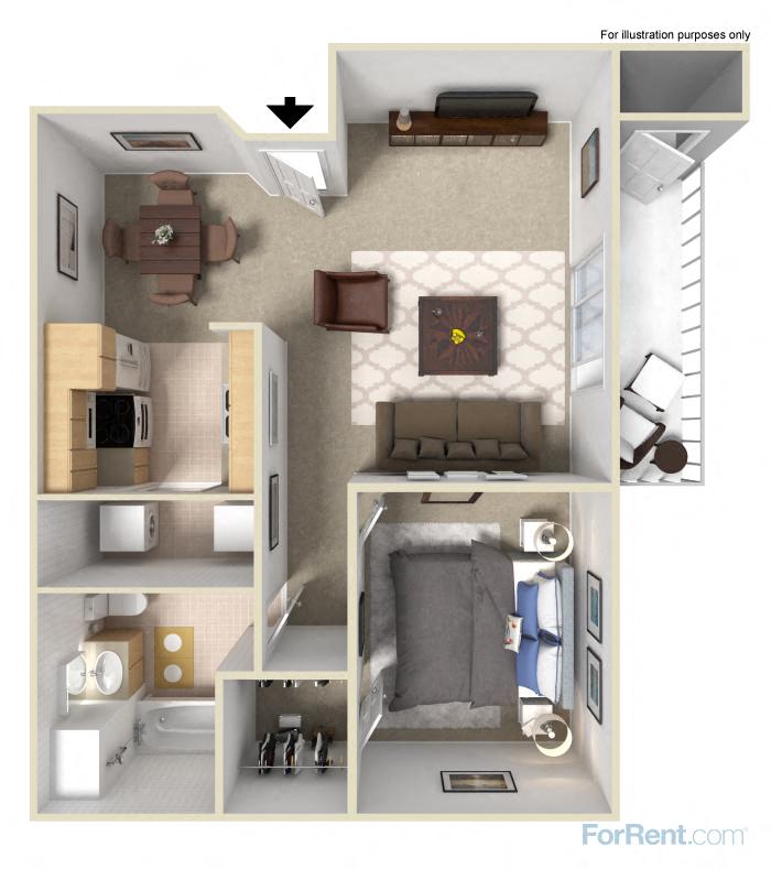 1x1 Floor Plans available at Forest Creek Apartments | Spokane, WA 99208