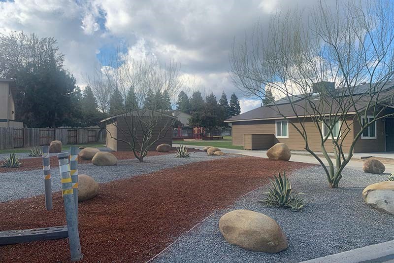 Exterior view of building and landscape