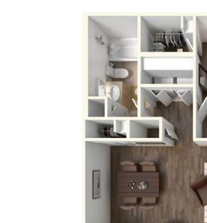 Kirker Creek l 1x1 The Cherry 1x1 floor plan for rent at Kirker Creek in Pittsburg Ca