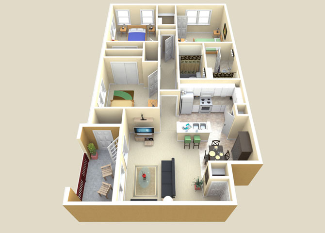 Three floor plan Bedrooms La Sierra Apartments l New Braunfels TX