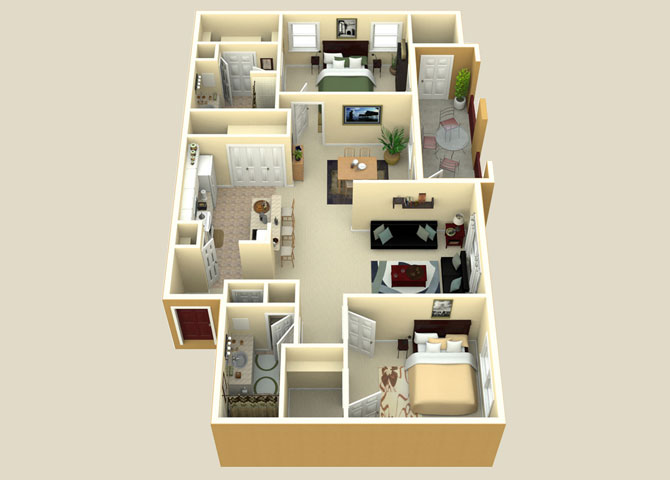 Two Bedrooms La Sierra  floor plan Apartments l New Braunfels TX