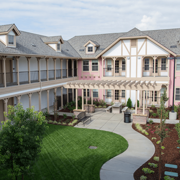 Courtyard with grass and landscape