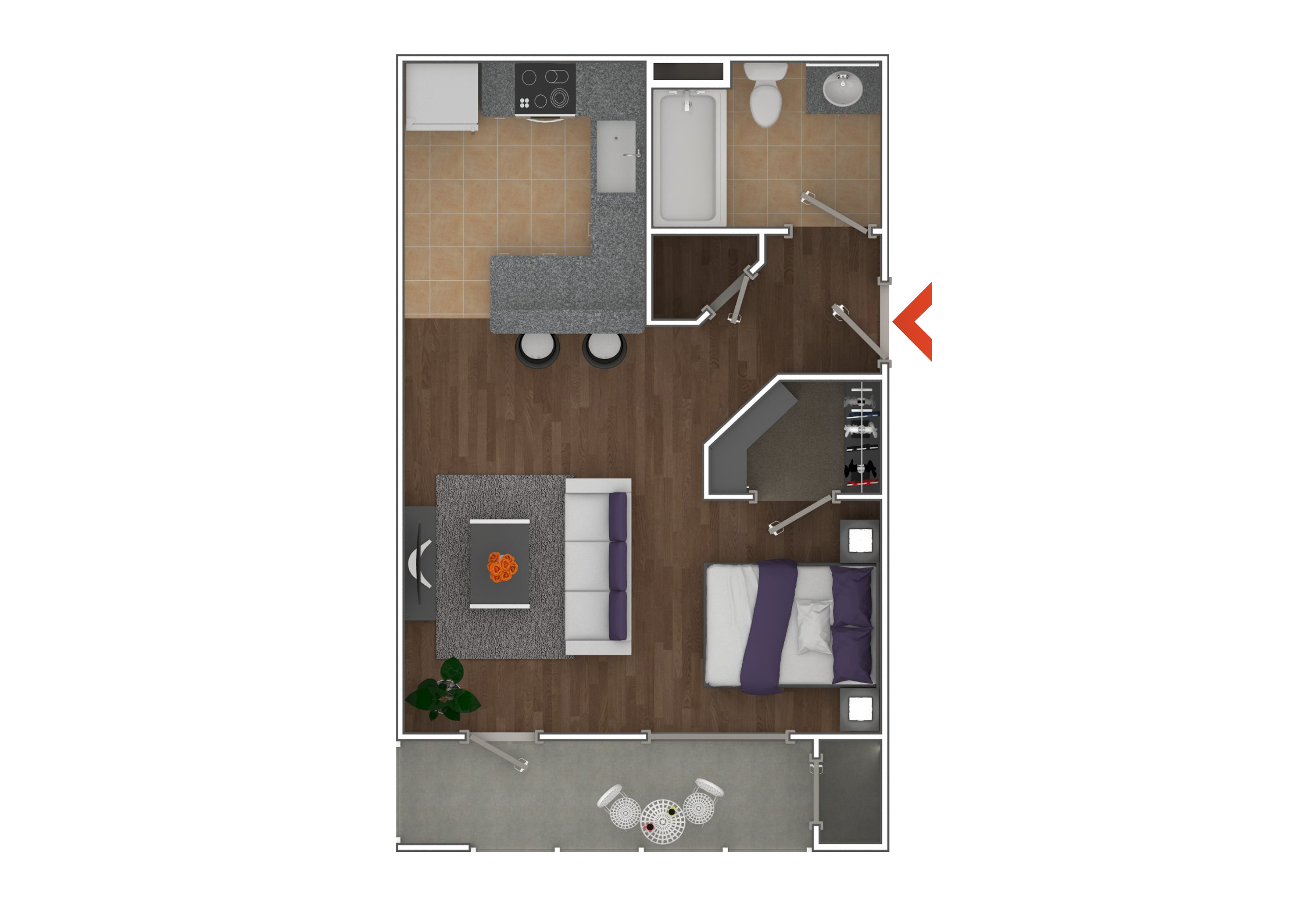 Studio 0 Bed 1 Bath Floor Plan at Highland View Apartments, Atlanta, Georgia