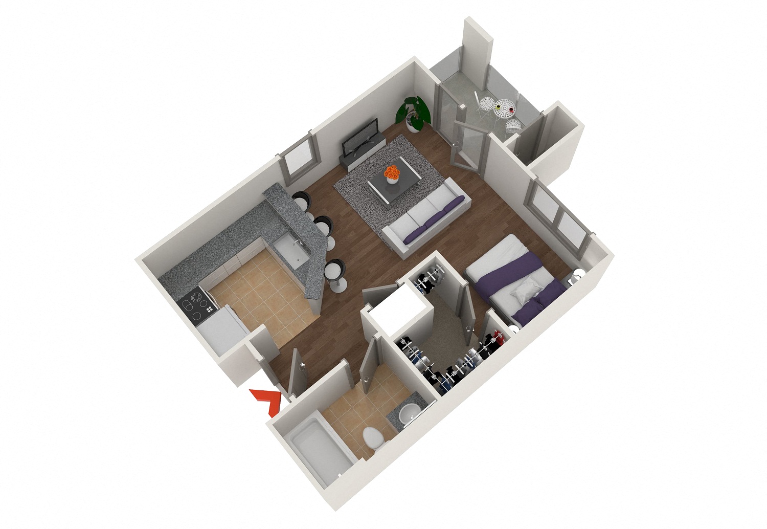 0 Bed 1 Bath Floor Plan  at Highland View Apartments, Atlanta