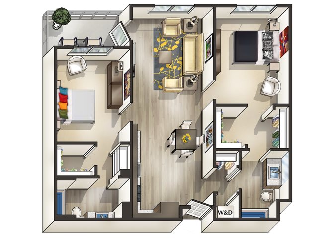 2x2B Floor Plan 2