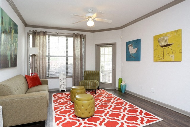 Spacious Living Room at Monroe Place Apartments, Atlanta, Georgia