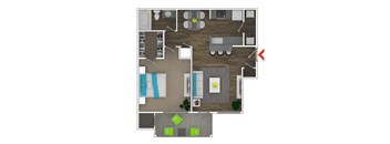 Spacious 1 Bed 1 Bath Floor Plan at Monroe Place Apartments, Atlanta, GA