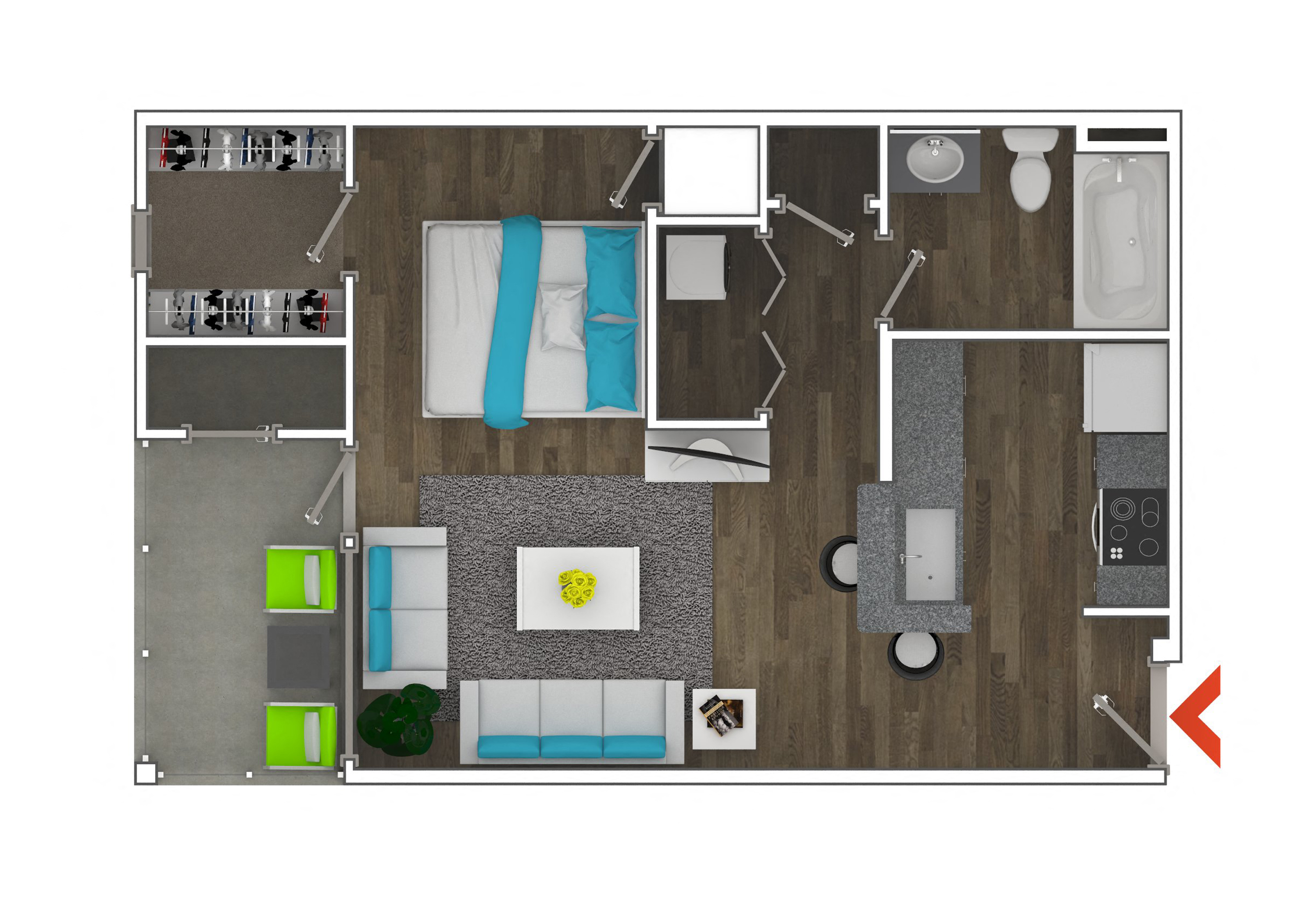 Studio with washer and dryer connections at Monroe Place Apartments, Atlanta