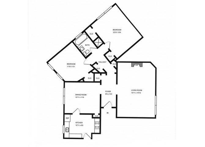 2x1 floor plan. l The Monterey Garden Apartments in San Mateo CA